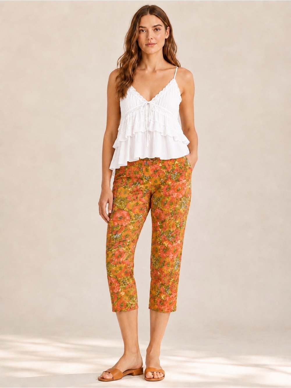 Liz Claiborne Vintage Floral Cropped Pedal Pusher Size 12